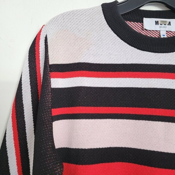 MSGM Color Blocked Horizontal Striped Knit Long Sleeve Crewneck Sweater Medium - Picture 11 of 17